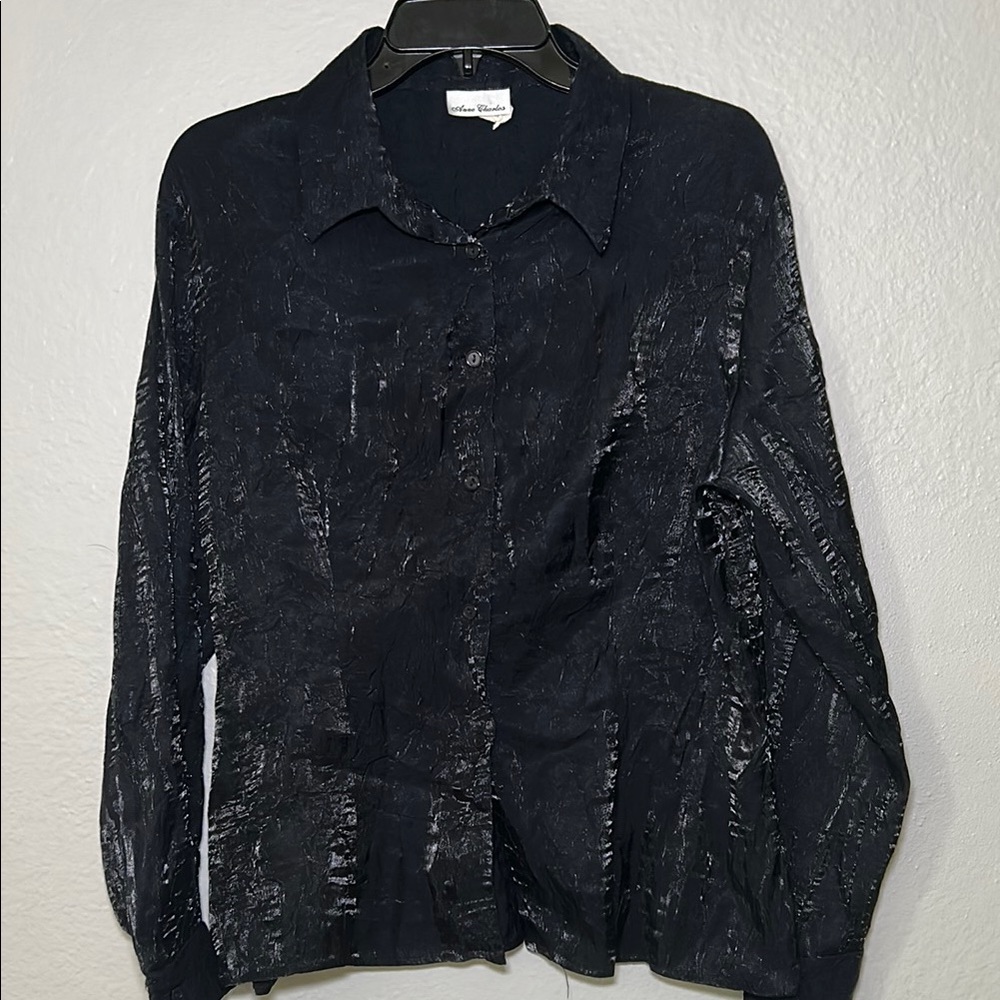 Black Textured Button-Up Shirt
